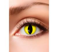 Lentilles de contact yeux de serpent pour adultes maquillage Halloween jaune-noir