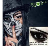 Lentilles de couleur noir sans correction pour halloween costume ou Cosplay + Récipient gratuit - „Blind Black“