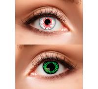Lentilles duo Bloody Wolf 2 couleurs différentes, set de 1 lentille sanglante et 1 lentille verte,, utilisable 3 mois, peut être acheté sans ordonnance,, Boland