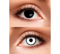 Lentilles duo Skullface 2 couleurs différentes, set de 1 lentille noire et 1 lentille blanche,, utilisable 3 mois, peut être acheté sans ordonnance,, Boland