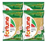 Lentilles Fortune (Lot de 4 x 500g) - Légumineuses de Qualité Supérieure, Emballage Pratique (Moong Dal Split Without Skin/Mung Dal Washed)