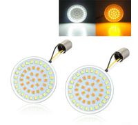 Lentilles Fumées ABS Inserts LED 1157 pour moto Lentilles Fumées | Compatibilité pour softail pour dyna, lumière blanche et ambre, installation directe, remplacement pour facile, design