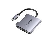 LENTION Adaptateur USB C vers Double HDMI, [Deux Moniteurs Jusqu'à 4K / 30Hz] Hub USB C Compatible 2023-2016 MacBook Pro 13/14/15/16, Surface Book 2 / Pro 7 / Go, XPS 13/15, etc (CF53, Gris Sidéral)
