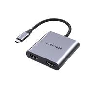 LENTION Adaptateur USB C vers Double HDMI, Hub USB C HDMI, Convertisseur Type C vers HDMI 4K Compatible 2023-2016 MacBook Pro/Mac Air M1/M2 Chromebook Surface HP Plus d'appareils de Type C (C53, Gris)