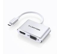 LENTION Adaptateur USB C vers HDMI VGA avec HDMI 4K, VGA 1080p Adaptateur USB C 2 en 1 Compatible 2023-2016 MacBook Pro/Mac Air M1/M2 Chromebook Surface HP Plus d'appareils de Type C (C51,Argent)