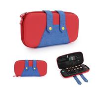 LENTION Housse pour Switch 2, Étui de Transport Rigide avec 10 Emplacements pour Cartes de Jeu, Coque Léger Portable pour Console Switch 2 - Rouge et Bleu