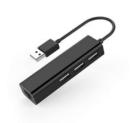 LENTION Hub avec 3 Ports USB 2.0 + Ethernet LAN RJ45. Adaptateur Multiport USB 2.0 pour MacBook Air Pro/Surface Book/XPS Compatible avec Microsoft, Windows Apple Mac OS et Linux (CB-USB, Noir)