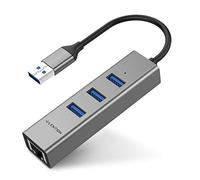 LENTION Hub USB 3.0 à 3 Ports avec réseau Ethernet Gigabit RJ45 LAN Adaptateur Compatible avec MacBook Air/Pro (génération précédente), Chromebook, Autres Ordinateurs