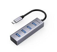 LENTION Hub USB C 4 Ports USB 3.0, Adaptateur USB C 4 en 1, Hub Multiport pour MacBook Air/Pro 2024-2016, iPad, iPhone 15/16 Plus Pro Max, Plus d'appareils de Type C (C22s, Gris Sidéral)