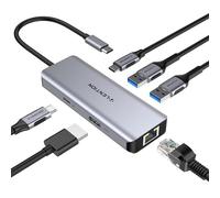 LENTION Hub USB C 6-en-1 avec Ethernet 1000M, HDMI 4K60Hz, PD 100W, 2 Ports USB-A 3.0 et 1 Port USB-C 3.0, Compatible MacBook Pro Air 2016-2025, iPhone 17 Plus Pro Max, Switch (Gris C26)