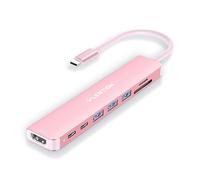 LENTION Hub USB C 8 en 1, Adaptateur USB C avec HDMI 4K 60Hz, Port de Données de Type C, PD 100W, Lecteur de Cartes SD/TF, 3 USB 3.0, pour MacBook Pro 2024-2016, Nouveau Mac Air, etc (CE18s, Rose)