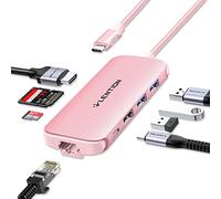 LENTION Hub USB C 8 en 1, Dock USB C avec HDMI 4K, Lecteur de Carte SD/TF, 2*USB 3.0, 1*USB 2.0, Ethernet, PD 60W, Hub USB C Compatible 2023-2016 MacBook Pro/Mac Air M1/M2 Chromebook Surface, etc