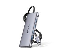 LENTION Hub USB C à Câble Long 1 Mètre avec HDMI 4K, 4 USB 3.0, 60W PD Adaptateur USB C Multiport Compatible Nouveau MacBook Air/Pro 2024-2016, iPhone 16/15 Plus Pro Max, etc (C35-1M, Gris)