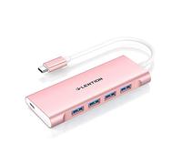 LENTION Hub USB C avec 4 Ports USB 3.0 et Chargeur Type C, Adaptateur USB C Compatible 2024-2016 MacBook Pro & 2024-2018 Mac Air, iPad, iPhone 15/16 Série, Plus d'appareils de Type C (C31 Rose)