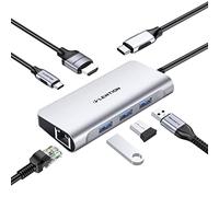 LENTION Hub USB C avec 4K HDMI, Ethernet Gigabit, USB 3.0, Adaptateur de Charge Compatible avec Le Nouveau MacBook Air/Pro, Surface Book 2 / Go, Win Laptops (Argent)