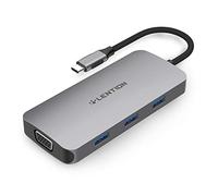 LENTION Hub USB C avec 4K HDMI, VGA, Lecteur de Carte SD/TF, 3 USB 3.0, Adaptateur de Charge de Type C Compatible MacBook Pro/Air 2025-2016, Nouveau Mac Air, iPhone 17/16/15 Plus Pro Max (CE55 Gris)