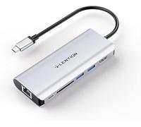 LENTION Hub USB C avec HDMI 4K, 2 USB 3.0, Lecteur de Carte SD, Ethernet Gigabit et Charge de Type C pour MacBook Air 2018-2023, MacBook Pro 13/15 2023-2016, Plus d'appareils de Type C (C68, Argent)