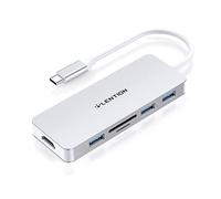 LENTION Hub USB C avec HDMI 4K, 3 Ports USB 3.0, Lecteur de Cartes SD/TF, Adaptateur USB C Compatible Nouveau MacBook Pro/Mac Air 2024-2018, iPad, Plus d'appareils de Type C (C18,Argent)