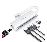 LENTION Hub USB C avec HDMI 4K, 3 USB 3.0, Lecteur SD/TF, 100W PD, Adaptateur USB C pour MacBook Pro/Air 2025-2016, iPad, iPhone 17/16/15 Plus Pro Max, Plus d'appareils de Type C (C36b Argent)