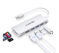 LENTION Hub USB C avec HDMI 4K, 3 x USB 3.0, Lecteur de Carte SD/TF, Adaptateur USB C Multiport Compatible Nouveau MacBook Air/Pro 2024-2016, iPad, iPhone 16/15 Plus Pro Max, etc (C34, Argent)