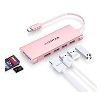 LENTION Hub USB C avec HDMI 4K, 3 x USB 3.0, Lecteur de Carte SD/TF, Adaptateur USB C Multiport Compatible Nouveau MacBook Air/Pro 2025-2016, iPad Pro/Air, iPhone 17/16/15 Plus Pro Max (C34, Or Rose)