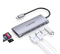 LENTION Hub USB C avec HDMI 4K, 3 x USB 3.0, Lecteur de Carte SD/TF, Adaptateur USB C Multiport Compatible Nouveau MacBook Air/Pro 2025-2016, iPad, iPhone 17/16/15 Plus Pro Max (C34, Gris Sidéral)