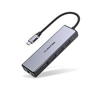 LENTION Hub USB C avec Sortie HDMI 4K, 3 USB 3.0, Gigabit Ethernet, Adaptateur USB C Compatible MacBook Air/Pro 2023-2016, iPad, iPhone 15 Plus Pro Max, Plus d'appareils de Type C (C25 Gris Sidéral)