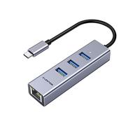 LENTION Hub USB C Ethernet, Adaptateur USB C avec 3 Ports USB 3.0 et RJ45 Gigabit Ethernet LAN Réseau Compatible MacBook Pro 2023-2016, Mac Air/iPad Pro, Plus d'appareils de Type C (C23s Gris)
