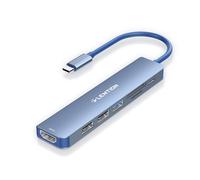 LENTION Hub USB C HDMI 4K@60Hz Charge PD 100W, Lecteur de Carte SD/Micro SD | Adaptateur USB C vers USB 3.0 & 2.0 pour MacBook Pro/Air 2016+, iPhone 17 16 15 Série, iPadOS, ChromeOS, Windows (CE18 Bleu)