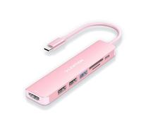 LENTION Hub USB C HDMI 4K@60Hz Charge PD 100W, Lecteur de Carte SD/Micro SD | Adaptateur USB C vers USB 3.0 & 2.0 pour MacBook Pro/Air 2016+, iPhone 17 16 15 Série, iPadOS, ChromeOS, Windows (CE18 Rose)