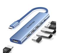 LENTION Hub USB C Multiport Adaptateur 6-en-1 avec Charge PD 100W, 4K HDMI, 4 Ports de Données USB-A, Hub Type C pour MacBook Pro 2024-2016, Nouveau Mac Air, iPhone 15/16 Plus Pro Max (CH17 Bleu)