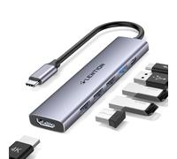 LENTION Hub USB C Multiport Adaptateur 6-en-1 avec Charge PD 100W, 4K HDMI, 4 Ports de Données USB-A, Hub Type C pour MacBook Pro 2024-2016, Nouveau Mac Air, iPhone 15/16 Plus Pro Max (CH17 Gris)