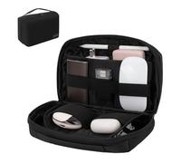 LENTION Organisateur Électronique avec Poignée PU, Ouverture 180°, Étui Rembourré pour AirPods, Chargeurs et Câbles - Travel Tech Bag (M378 Noir)