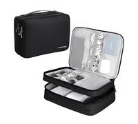 LENTION Sac organiseur de câbles, étui de transport pour accessoires électroniques de voyage, sac portable, étanche, double couche, sac de rangement tout-en-un, sac de transport pour cordon, chargeur,