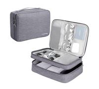 LENTION Sac organiseur de câbles, étui de transport pour accessoires électroniques de voyage, sac portable, étanche, double couche, sac de rangement tout-en-un, sac de transport pour cordon, chargeur,