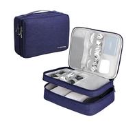 LENTION Sac organiseur de câbles, étui de transport pour accessoires électroniques de voyage, sac portable, étanche, double couche, sac de rangement tout-en-un, sac de transport pour cordon, chargeur,