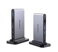 LENTION Station d'accueil USB C 10 en 1 Hub USB C avec 4 USB HDMI 4K 100W PD RJ45 Lecteur de Carte SD/TF Audio 3,5 mm Compatible avec MacBook Air Pro，Steam Desk (D65, Gris)