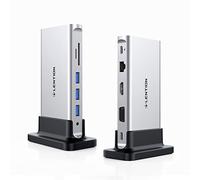 LENTION Station d'accueil USB C avec Écran SST 4K HDMI & VGA, RJ45, Lecteur de Carte SD/TF, AUX, 3X USB 3.0, PD 100W, Hub USB C Compatible MacBook Pro 2024-2016, Mac Air/Surface, etc (D55 Argent)