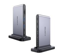 LENTION Station d'accueil USB C Hub Vertical, Dual HDMI 4K@60Hz, 100W PD Chargement, Type C Data Port, 2 USB3.0, SD/TF, 10 en 1 Multiport Adaptateur, pour Windows Laptops/Dell/Lenovo, Plus (D62)
