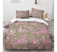 LENTLY Motif de la Toile de Jouy Ensemble De Literie Imprimé en 3D Parure De Lit Housse De Couette Sets en Microfibre Couette Sets -Doux Et Confortable Housse De Couettes Double（200x200cm）