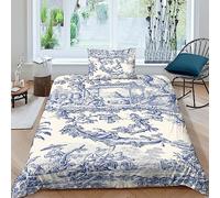 LENTLY Motif de la Toile de Jouy Parure De Lit 2 Pièces pour Impression 3D Housse De Couette en Microfibre Hypoallergique avec Fermeture Éclair Housses De Couettes Single（135x200cm）