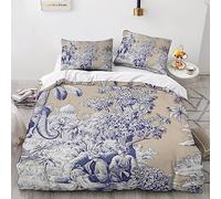 Lently Parure de lit avec housse de couette imprimée Toile de Jouy Motif en microfibre douce pour adultes, adolescents et enfants 3 pièces Housse de couette avec fermeture éclair pour décoration de la
