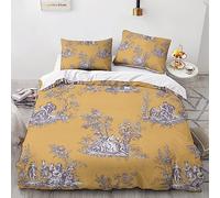 LENTLY Parure de lit avec motif Toile De Jouy en microfibre, housse de couette imprimée 3D et taie d'oreiller, avec fermeture éclair, housse de couette douce pour homme, femme et enfant, ensemble de 3