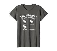 L'Entraînement du Golden Retriever Assis Couche Au Pied T-Shirt, Femme, Asphalte, 3XL