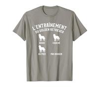L'Entraînement du Golden Retriever Assis Couche Au Pied T-Shirt, Homme, Ardoise, M