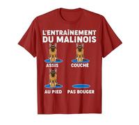 L'entraînement du Malinois Humour Chien Dressage Dresseur T-Shirt, Homme, Canneberge, S