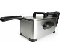 Lentz Friteuse à zone froide en acier inoxydable de 3 litres avec couvercle, panier de friture inclus 2000 watts Friteuse