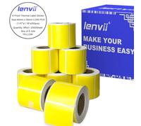 LENVII Lot de 2 000 feuilles d'autocollants thermiques jaunes de 4 x 3 cm, 8 rouleaux de 250 étiquettes, autocollants polyvalents résistants aux déchirures, à l'eau, à l'huile, aux rayures pour