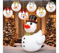 Lenwen Lot de 13 canards gonflables géants de Noël de 1,2 m avec boules de plage gonflables en caoutchouc pour intérieur ou extérieur, vacances, jardin, pelouse, décoration (bonhomme de neige)