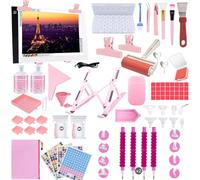 Lenxnmy 161Pcs DIY Diamond Painting Accessoires Kit Broderie avec A4 Diamant Dimmable Light Pad Stylo Diamond Painting Diamant Peinture Artisanat Diamond Correction Craft Pen boîte de Rangement